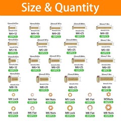 1020pc Grade 8.8 Metric Bolt Nut Washer Assortment M4 M5 M6 M8 Carbon Steel Zinc