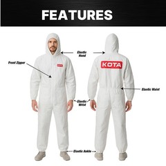 LAUCO White Polyester Reusable & Washable Paint Coverall Spray Suit With Hood