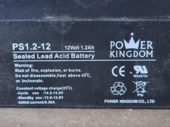 SURPLUS NEW Power Kingdom PS1.2-12 12 Volt 1.2 Ah Sealed Lead Acid Battery