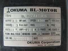 OKUMA BL Servo Motor BL-MH301E-12S 2000 RPM 3.6 KW ER-FC-2048D BLMH301E12S