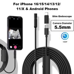 5.5MM/8MM Endoscope Camera 1920P HD Borescope Camera Cable For iPhone Samsung US