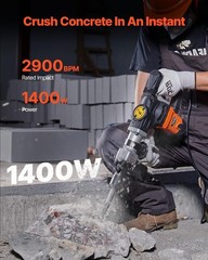 Demolition Jack Hammer 1400W Electric Heavy Duty Concrete Breaker 2900 BPM Tools