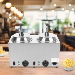 1600W 2L Stainless Steel Hot Fudge Warmer Cheese Sauce Warmer Dispenser w/2 Pump