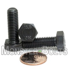 M6 Hex Cap Bolts / Screws, 10.9 Alloy Steel, Metric Coarse 1.0 DIN 933 931 Tap
