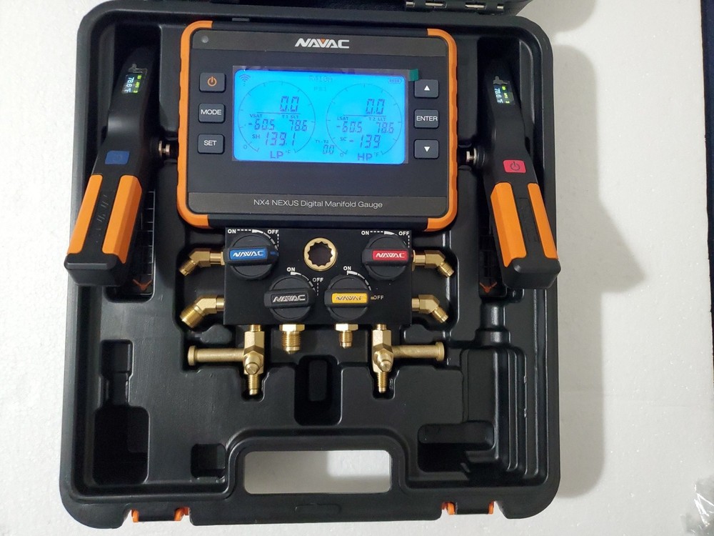 NAVAC NX4 NEXUS 4-Valve Bluetooth-Enabled Smart Digital Manifold Gauge