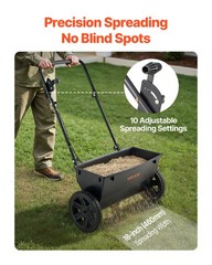 VEVOR Walk-Behind Push Spreader 50LB Capacity Lawn Drop Spreader 10 Settings
