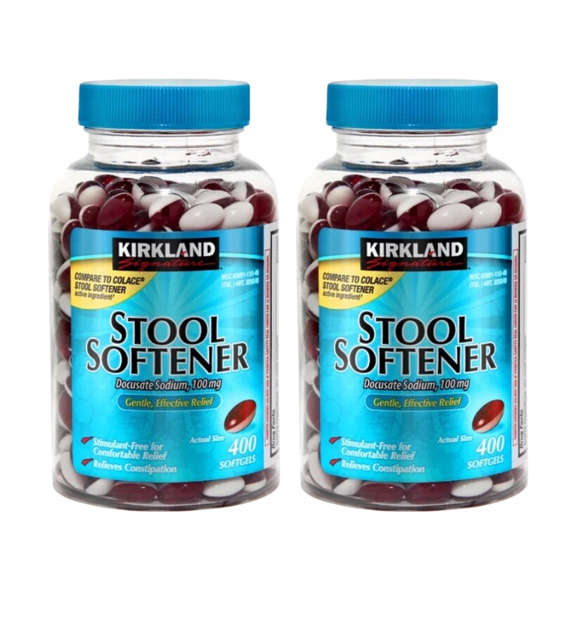 2 Pack Kirkland Signature 100 Mg Stool Softener, 400 Softgels