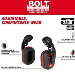 Milwaukee 48-73-3250 BOLT 24dB Earmuffs, Use with Safety Helmets and Hard Hats.