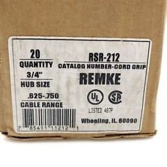 Remke RSR-212 Cord Grip Lot of 19 Alum 3/4″ Hub Size .625 – .750 Cable Range New