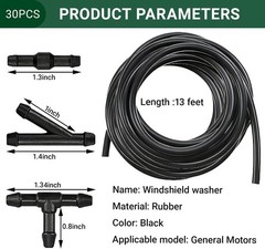 30 PCS Car Windshield Washer Hose Kit, 4M/13Ft Washer Fluid Hose & T/Y/I-type…