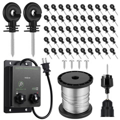2-Mile 5000V 0.1Joule Electric Fence for Preventing Animals Intruding, 50 Black