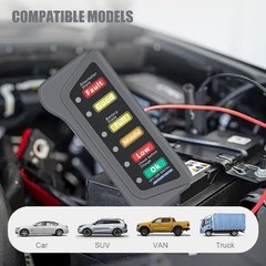 12V Car Battery and Alternator Tester with 6 LED Indicators, Automotive Battery