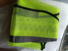 Yellow w gray high vis reflective strips breathable mesh safety vest, new