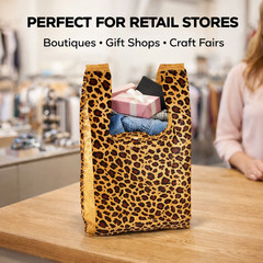 Bags Leopard Print Plastic T Shirt Retail Shopping Checkout Bags 11.5 x 6 x 21