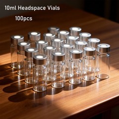 100PCS 10ml Sample Vials Clear Glass Bottle 20mm Crimp Top Headspace Bevelled