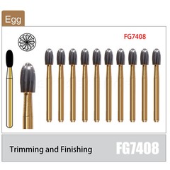 10/20Pcs Dental Tungsten Carbide Bur Trimming and Finishing Egg Football FG7408