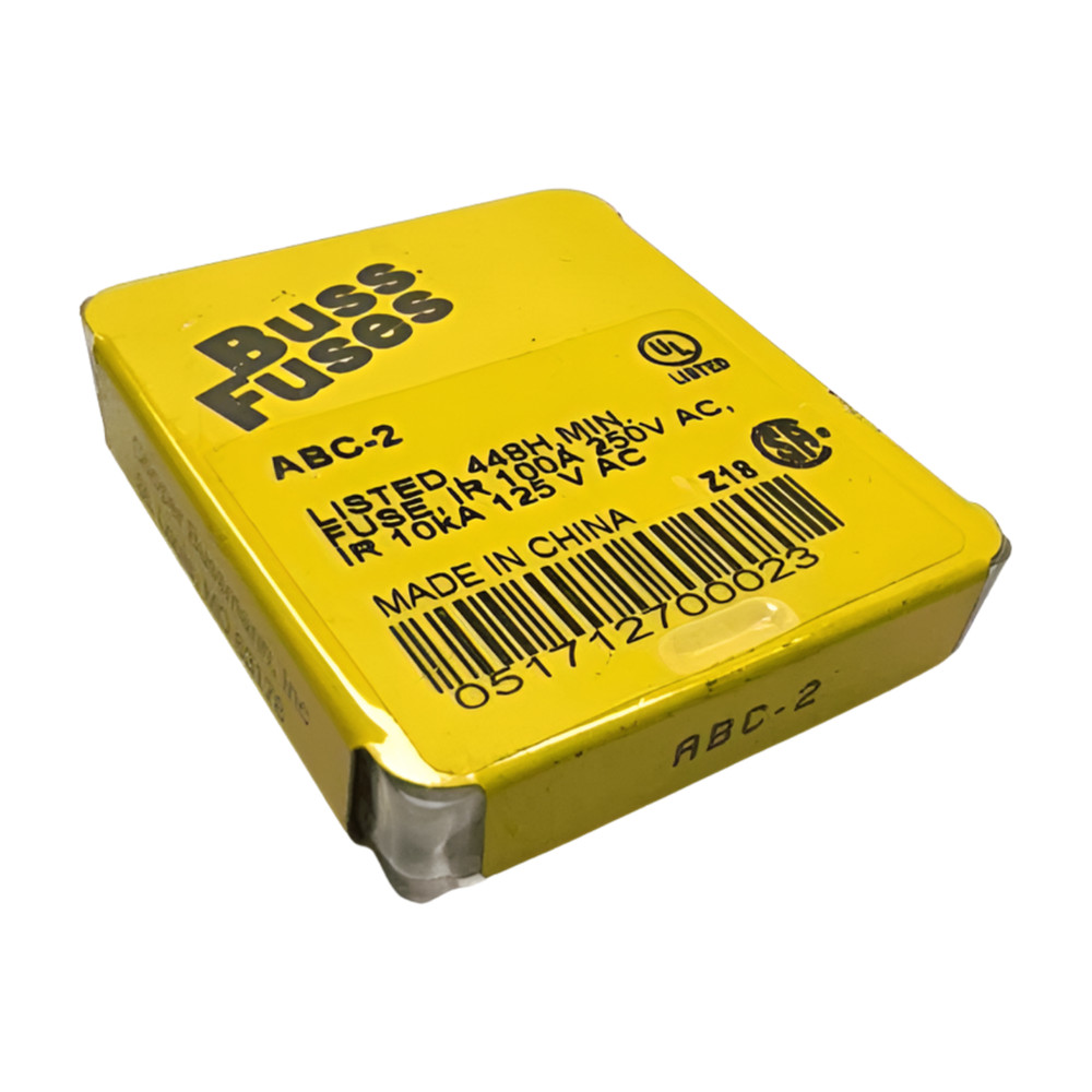 (Pack of 4) Bussmann ABC-2 Fuse, 2A, 448H, IR 100A 250VAC, IR 10kA 125VAC, Z18