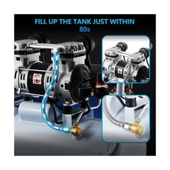 Quiet Air Compressor, Only 68dB, 5 Gallon Steel Tank, 2.8CFM @ 90PSI, Oil-Fre…