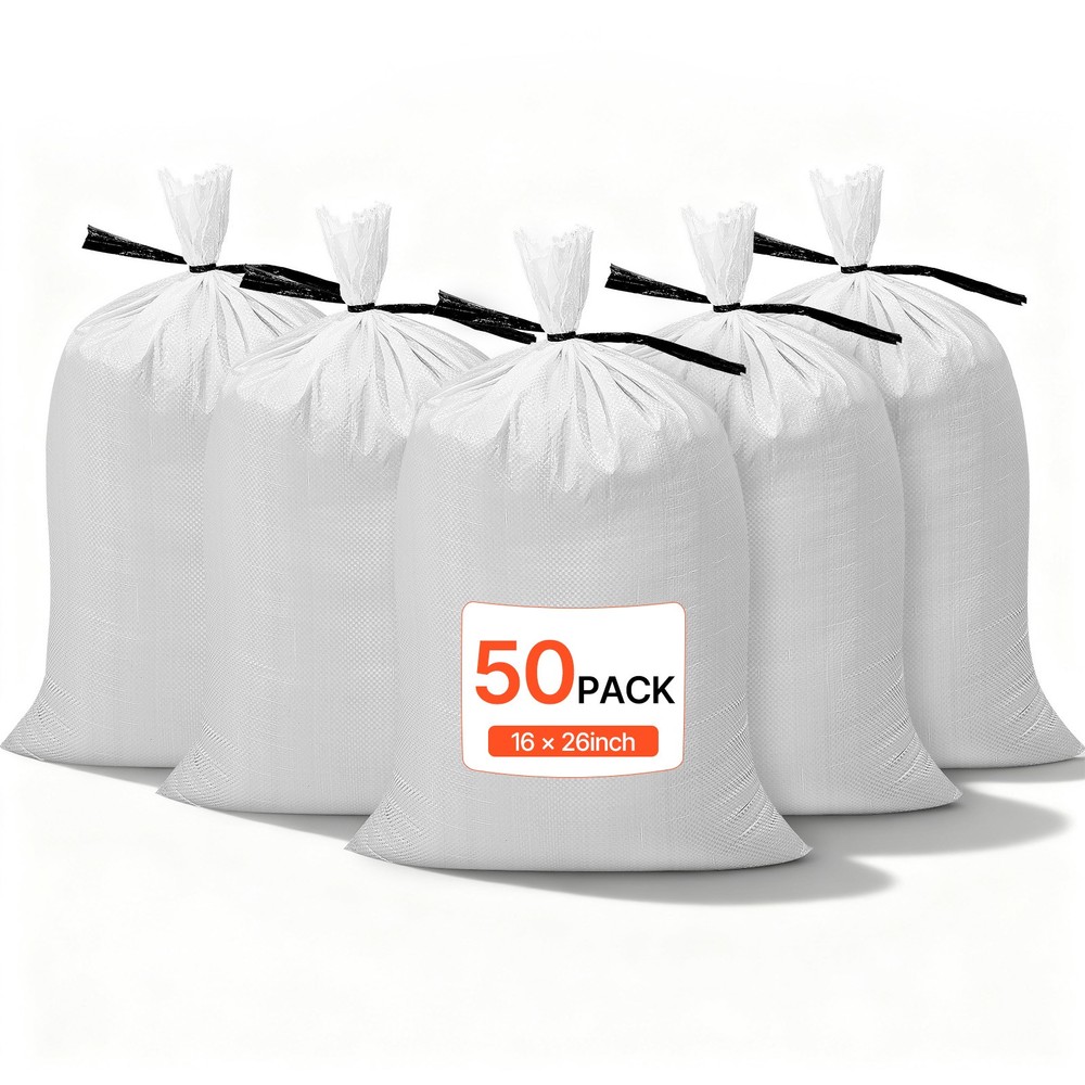 VEVOR 16×26 in Heavy Duty Empty Flood Sandbags with Ties 50Pack 50lb Capacity