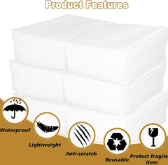 50 Pack 6”x8” Cushion Foam Pouches, Moving Supplies for Dishes, Packing Foam f