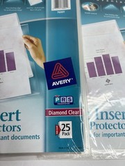 Avery 76001 Diamond Clear Side Insert Sheet Protectors, (Lot of 2) 25 Protectors
