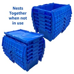 UBMOVE Plastic Crate with Lid 19.5″ x 11.75″ x 8.5″ (6 pack, Blue)