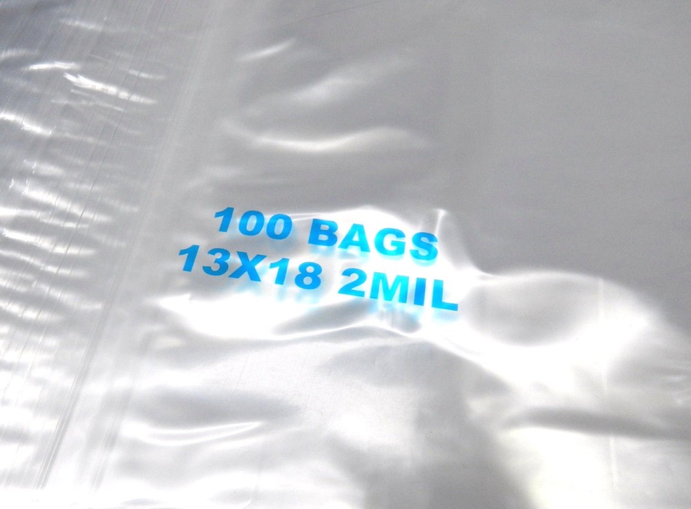 200 Reloc Zippit Bags 13×18 Clear 2 Mil Poly Reclosable Large Jumbo Size 13″x18″