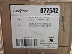(QTY 25) IPEX 077542 Scepter® Type LB Conduit Body Plug-in 3/4 in Hub, PVC