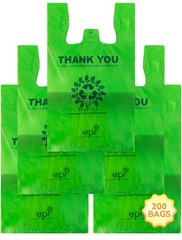 [200 per box],Recyclable Compostable Reusable Biodegradable Plastic T-Shirt Bags
