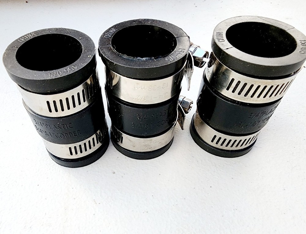 3 pack 3/4 in. Dia. x Hub x 3/4 in. Dia. Hub Flexible Coupling, metal to pvc