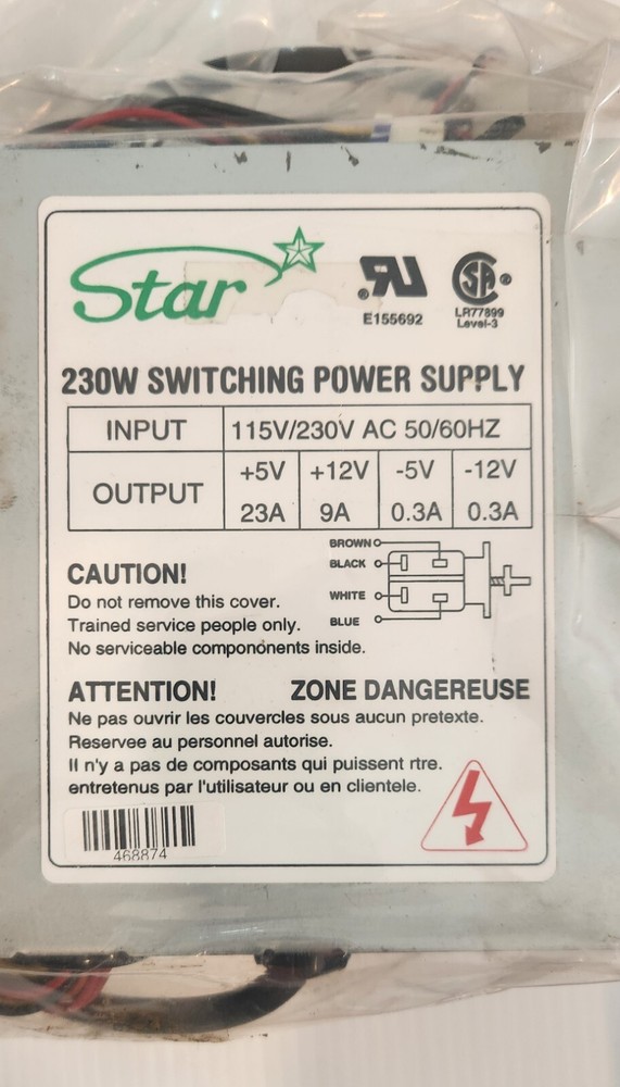 STAR 230W SWITCHING POWER SUPPLY INPUT 115V/230V AC 50/60HZ