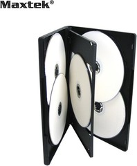 10 Pack Standard 14Mm Black Six (6) Disc DVD Cases with Double Sided Flip Tray