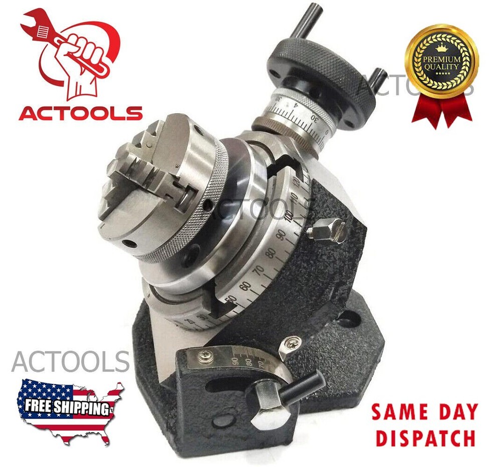 Rotary Table Tilting 4″ Inch With 3 Jaw 65mm Mini Lathe Chuck Milling Machine