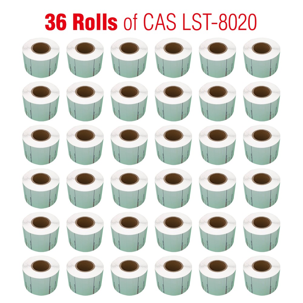CAS LST-8020 Printing Scale Label, 58 x 60 mm, UPC/Ingredients “36 ROLLS”
