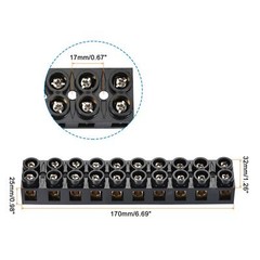 Terminal Block 500V 60A Dual Row 10 Positions Screw Electric Barrier Strip