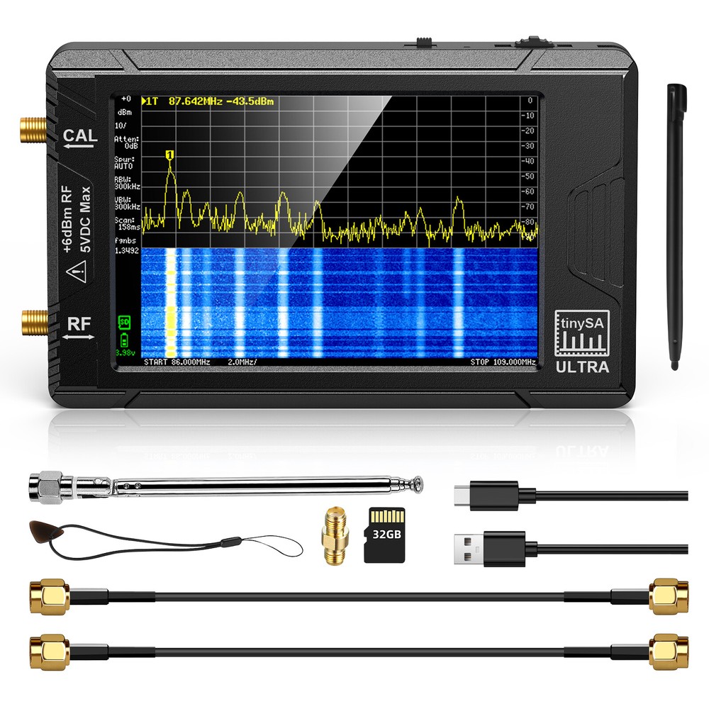 100kHz-5.3GHz Handheld Spectrum Analyzer TinySA ULTRA 4″ Display with 32GB Card