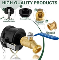 IBC Tote Adapter 2″ Cam Lock for 275-330 Gallon Tank with Brass Hose Faucet