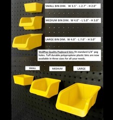 Wallpeg 10 PegBoard Bin Kit -Large Peg board Bins for Craft Storage & Garage