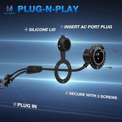 15A 125V AC Port Plug Round RV Shore Power Inlet Socket Plug Dual 20″ Extension