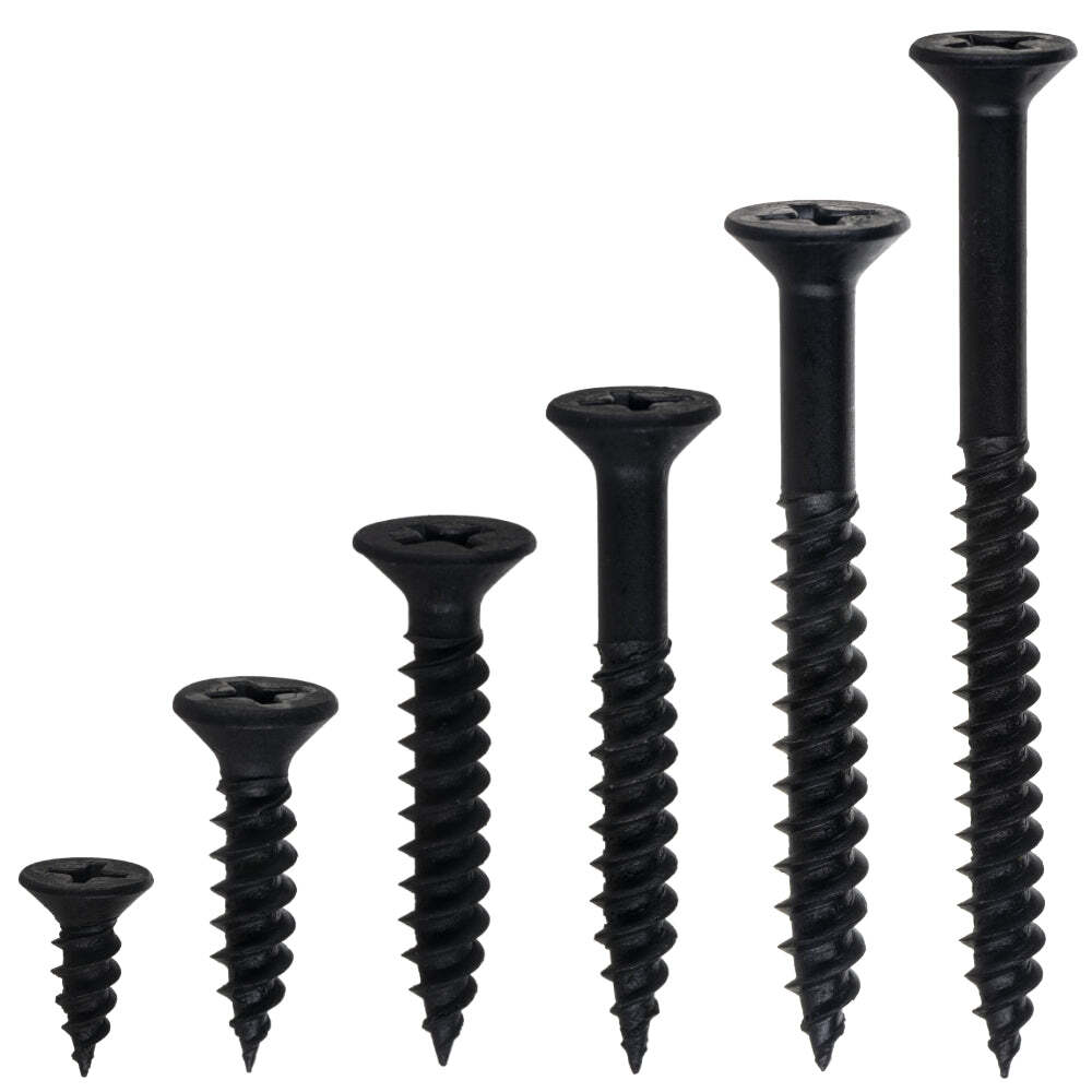 TwinFast Black Phosphate Steel Phillips Flat Head Wood Screws – 100 pcs.