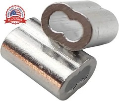 200pcs 1/16″ Aluminum Crimping Loop Sleeve, Cable Ferrule Wire Rope Sleeves Loop