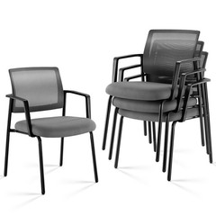Stackable Reception Chairs with Mesh Back & Upholstered Cushion, Metal Frame, Gr