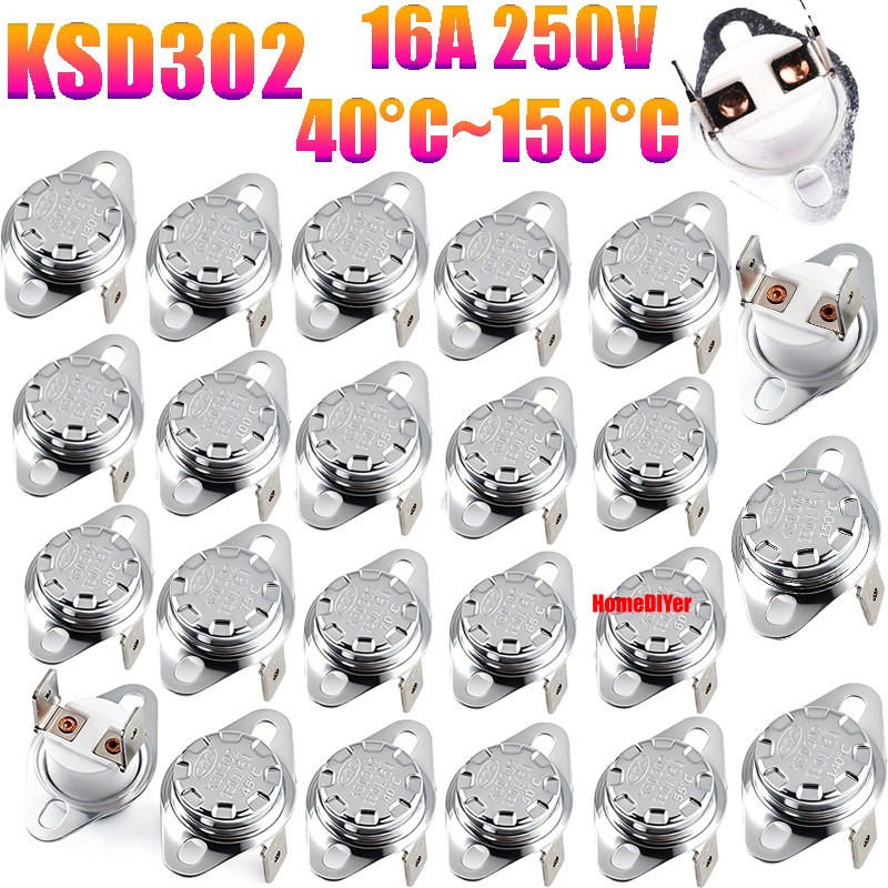KSD302 Thermal Thermostat 40°C~150°C Temperature Thermal Control Switch 16A 250V