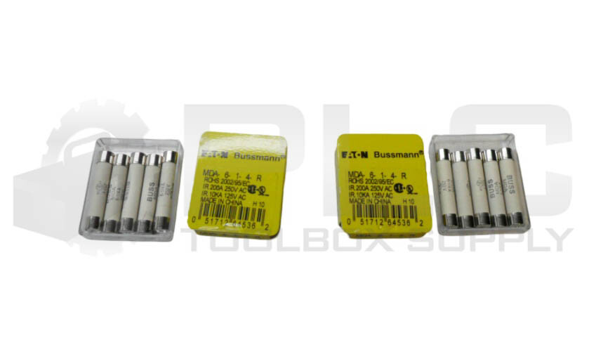 LOT OF 2 NEW BOX OF 5 EATON BUSSMANN MDA-6-1-4-R FUSE 6-1/4A 250VAC TOTAL 10