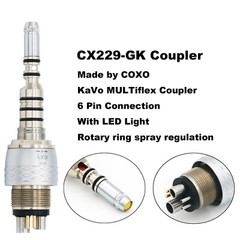 COXO Dental Fiber Optic LED High Speed Turbine Handpiece fit KAVO Coupler 6 Pin