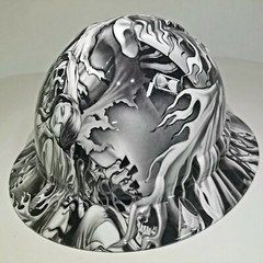 FULL BRIM Hard Hat custom hydro dipped in LUST AFTER DEATH , GRIM REAPER SICK