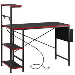 44″ Gaming Desk with LED Lights Computer Desk with 4 Tier Storage Shelves & Hook