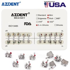 Dental Brackets Orthodontic Brace Metal Mini Roth MBT Slot 0.022 hooks 3-4-5 US