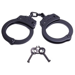 UZI Model HC-C Chain-Linked Handcuffs & Keys, Stainless Steel, Black