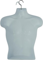 Molded Man’s Shirt Torso Form Fits S – L Hanging Male Mannequin White